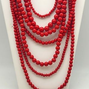 7 strand of red beads
